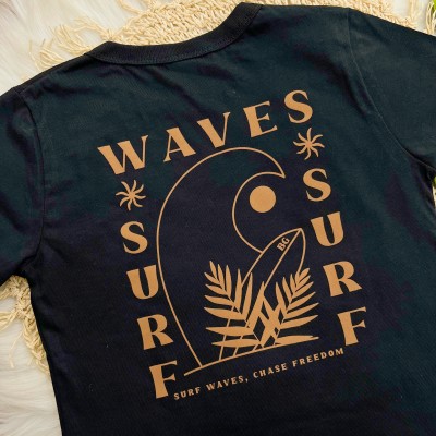Conj. Camiseta Big Waves e Bermuda - Preto e Marrom
